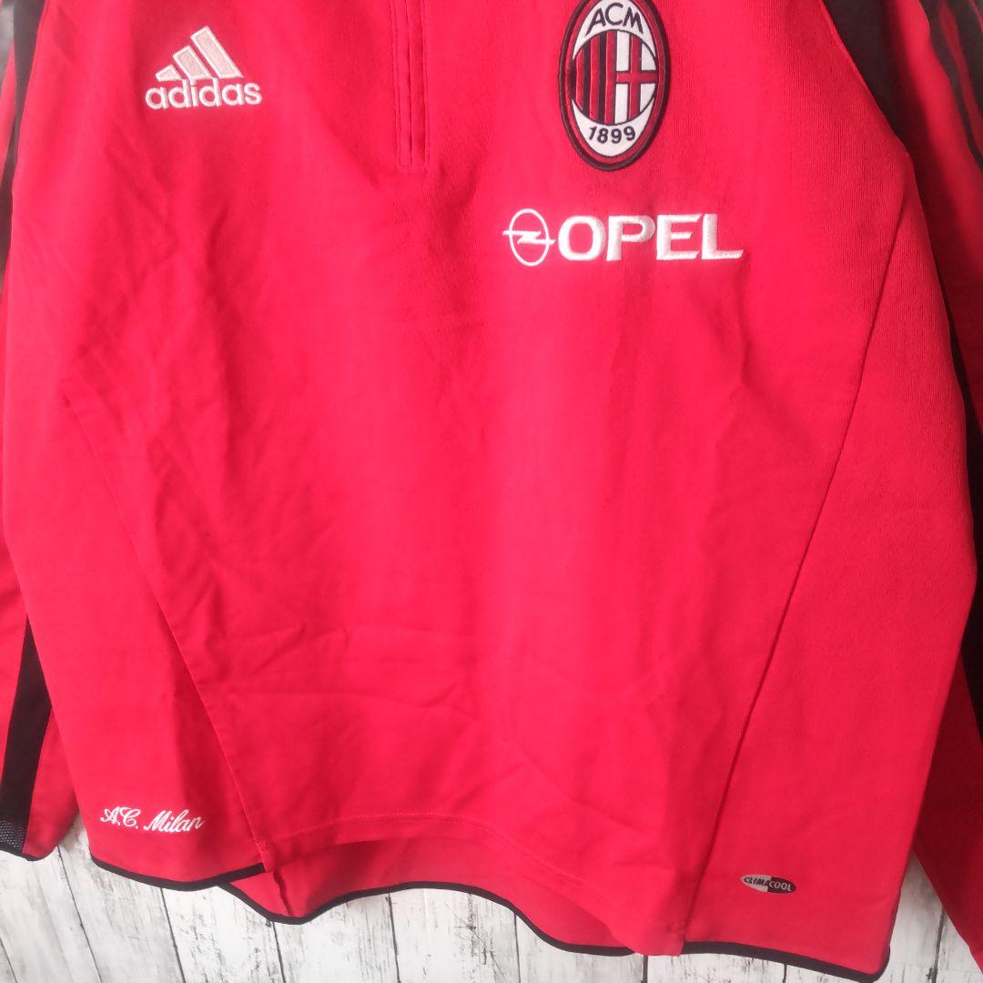 00s　アディダス　ACミラン　トレーニングウェア　ハーフジップ　赤　黒　O
