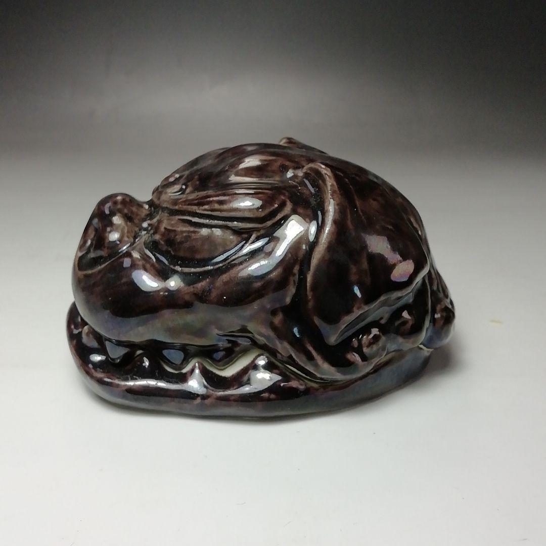 Ｓ７２５　香合　『獅子頭』『九谷焼』『朝倉文夫作』　共箱　茶道具