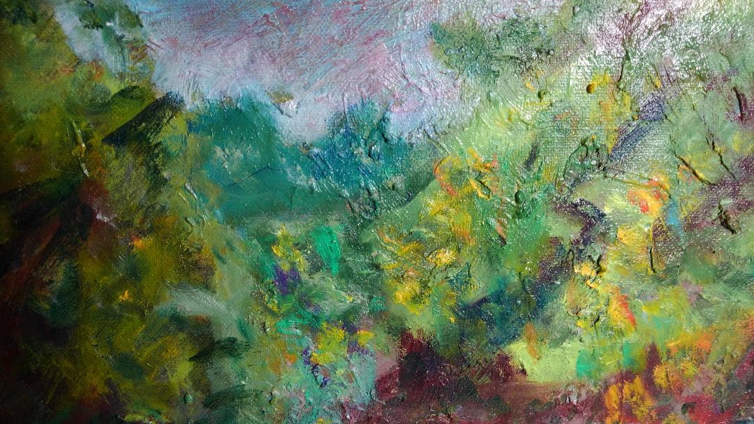 風景油彩画 印象派風 サインあり