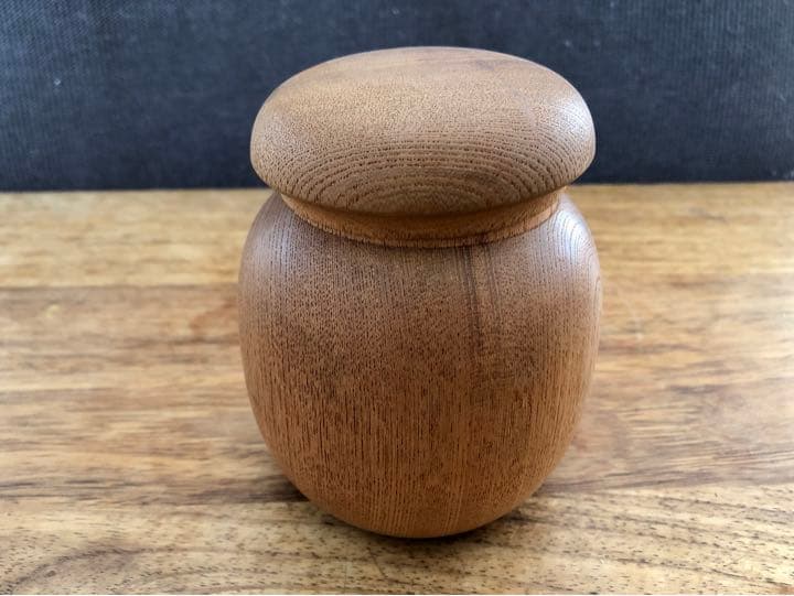 茶筒　茶道具　天然木　義雄作