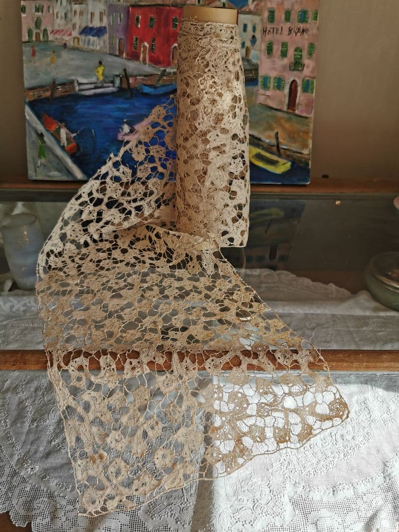 16〜17世紀アンティーク フレミッシュレース 考古学的ボビンレース 45㎝単位