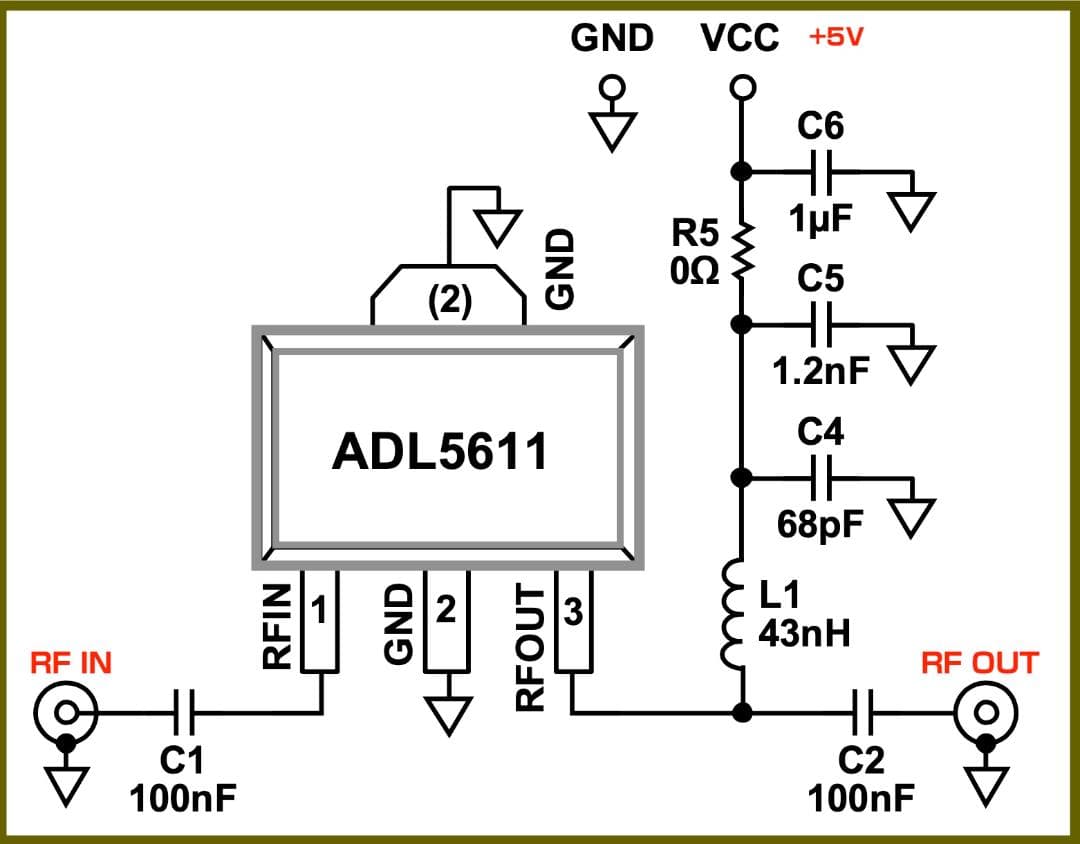 ADL5611 30MHz〜6GHz RF/IF Gain Block(1)