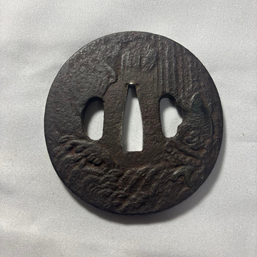 武具　鐔　鍔　登龍門図　鯉の滝登り　出世　縁起の良い図柄　在銘？！　江戸時代