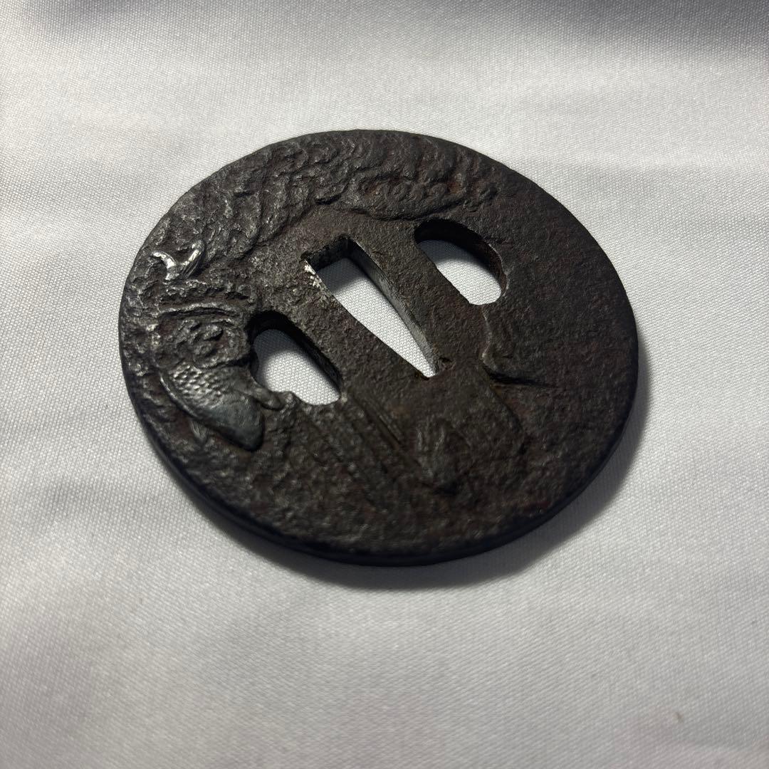 武具　鐔　鍔　登龍門図　鯉の滝登り　出世　縁起の良い図柄　在銘？！　江戸時代