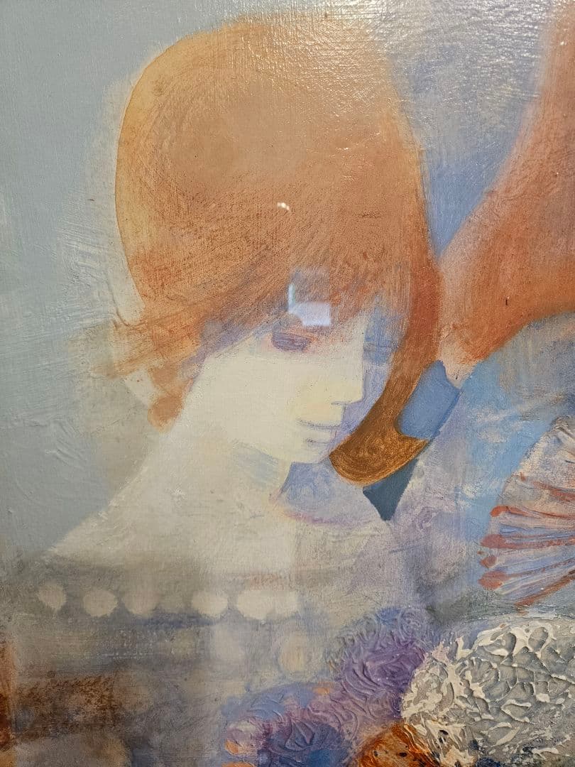 ダニエル・ジェリス ［女性と花］ 真作 逸品　 抽象画 油彩画