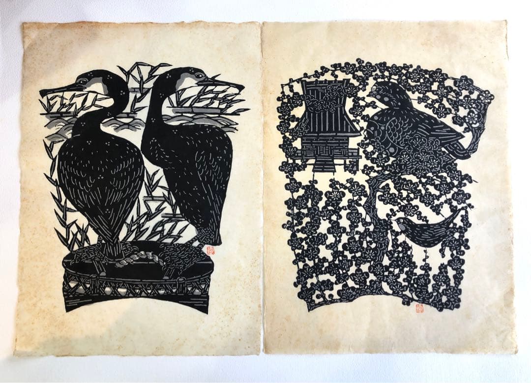 小島悳次郎 染絵 型染　7枚 セット 民藝