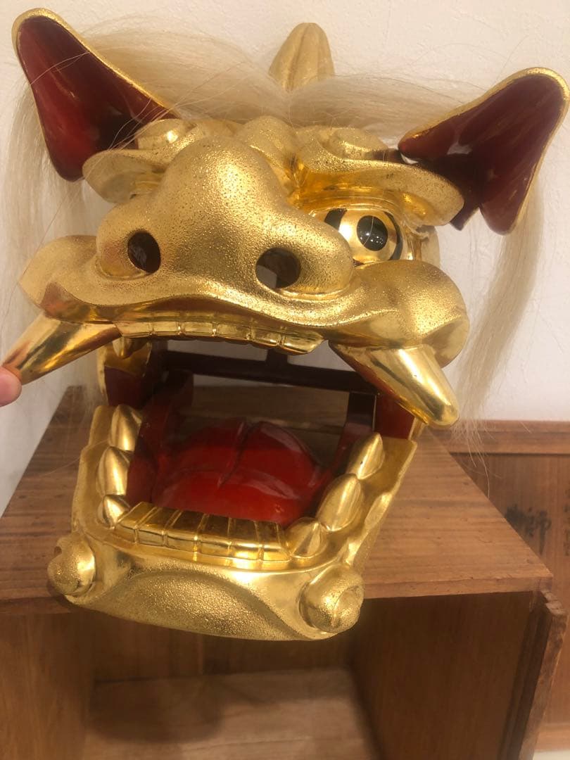 獅子頭　『一夢』　横山一夢　在銘　共箱　縁起物　魔除け　正月　金獅子