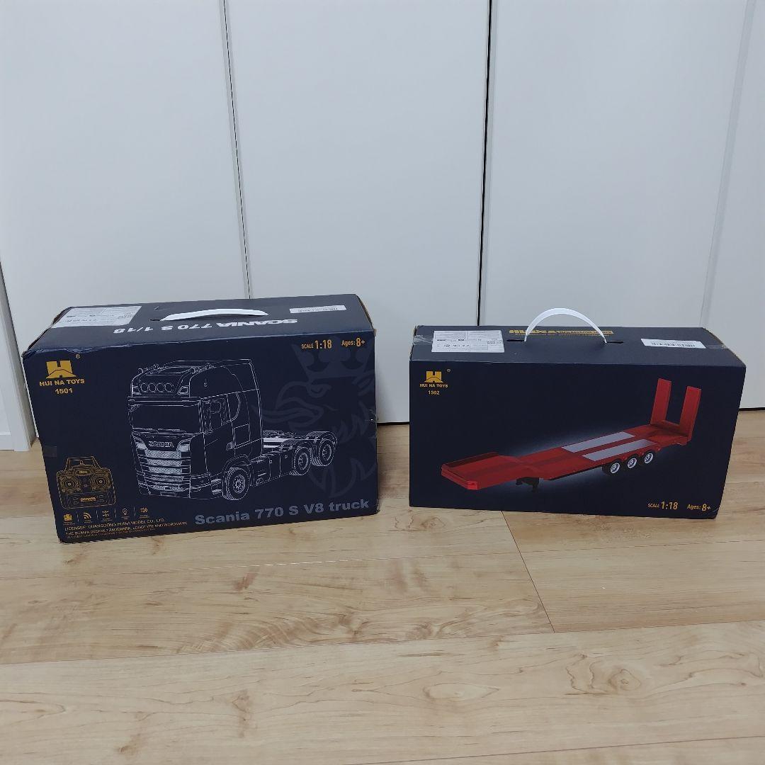 【新品】スカニア 770S V8 ヘッド本体＋トレーラーセット 1/18 レッド