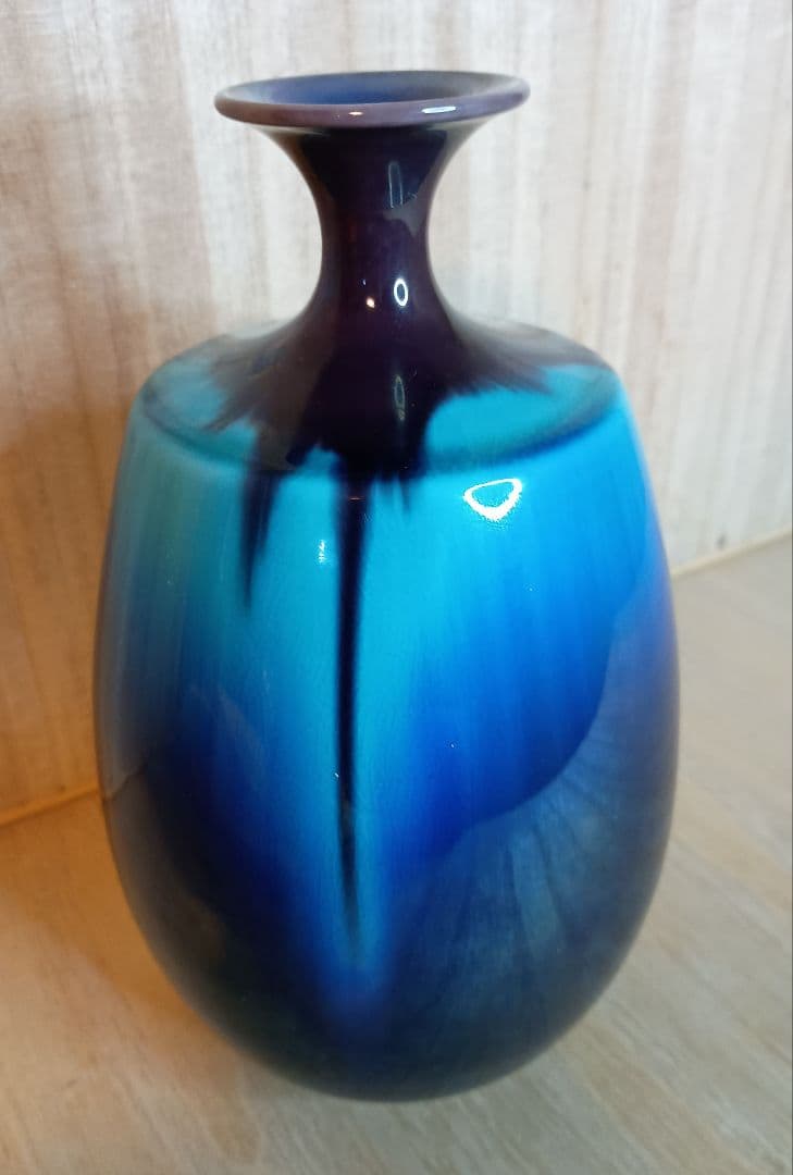 ■人間国宝■三代徳田八十吉■赤文字八十吉銘■花瓶■