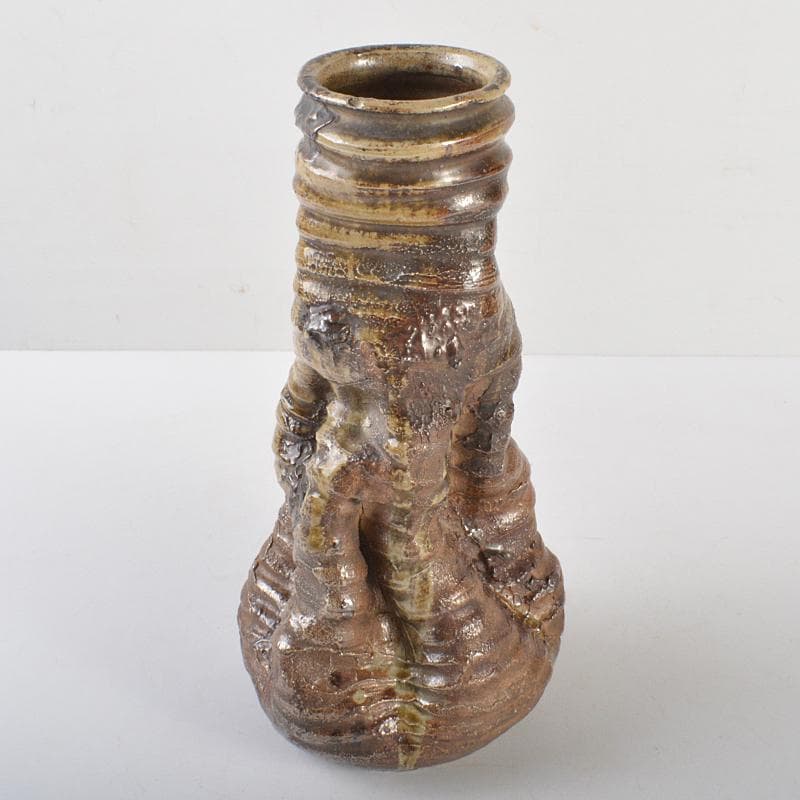 伊賀焼　古伊賀　江戸末期　変形花入　加藤卓男識箱　M　R6357B