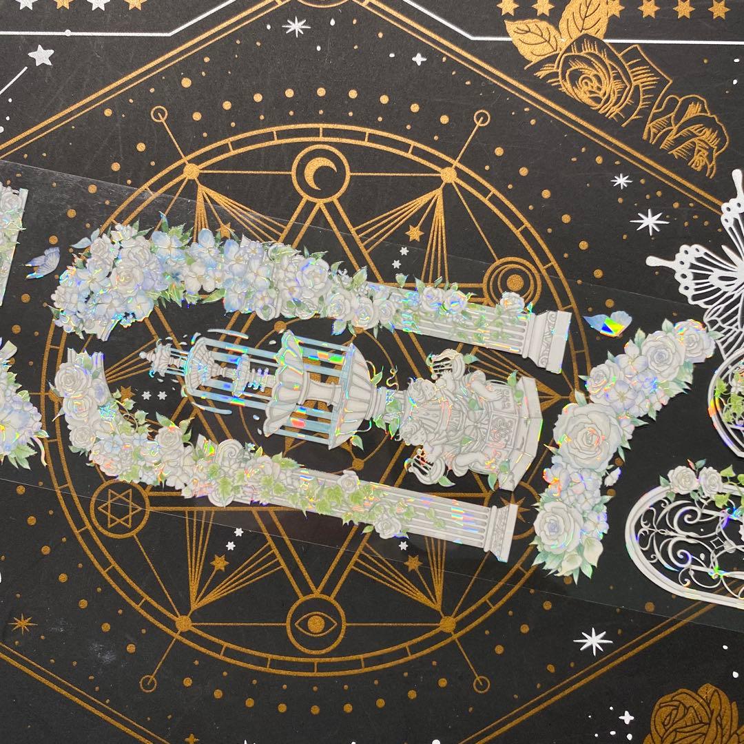 【9189】海外　マステ中古巻　貝殻光マスキングテープ　お花　ガーデン　残量多め