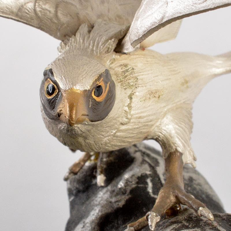 正光作　純銀製　白鷹　 置物　ガラスケース付　M　R5445