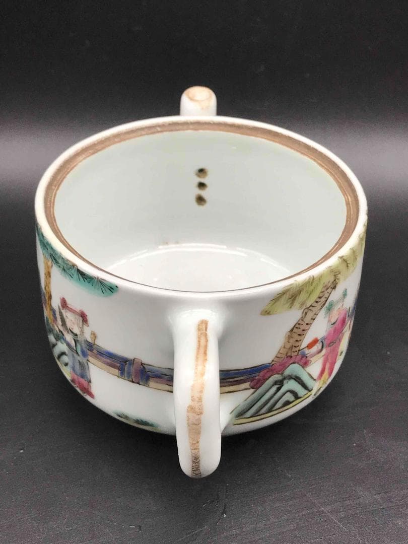 中国古美術　清同治　「同治年製」在銘　粉彩桃寿紋子供遊び紋　急須(C-17)