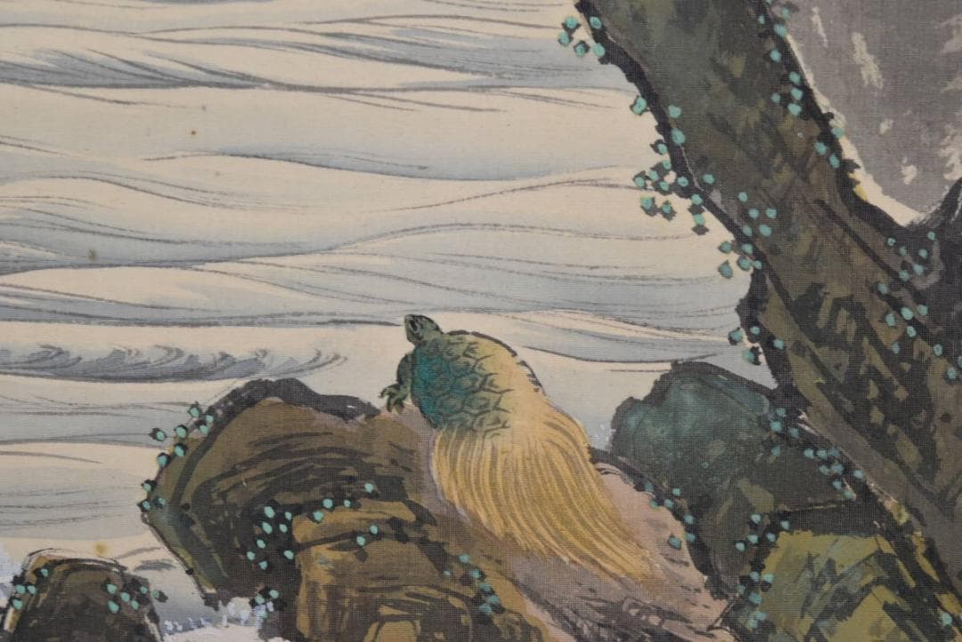 【真作】英仙/蓬莱山楼閣図/掛軸/名家伝来/AA-699