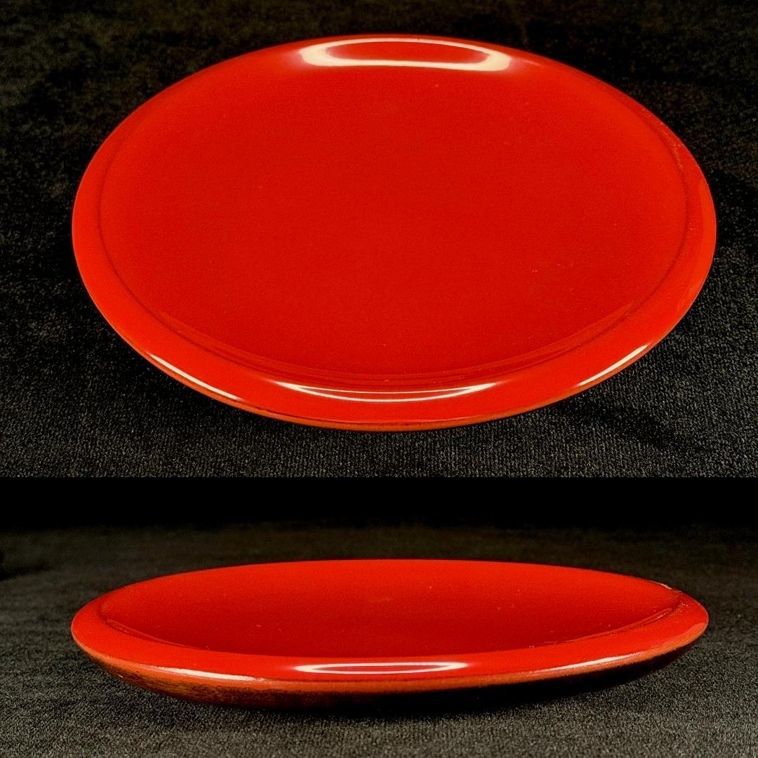 極美品！ 山中漆器　忠斎　天然木 銘々皿　朱塗・透漆　5客揃え