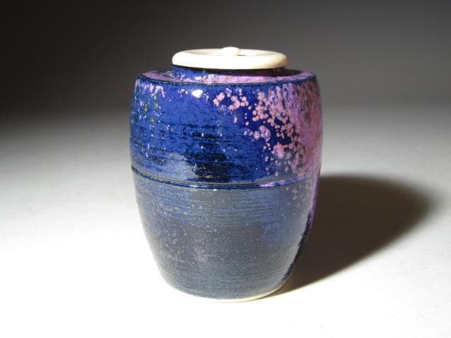 加藤卓男 瑠璃釉茶入「彩風」替え仕覆 眼鏡箱 堀内流 兼中斎 宗完花押！o565