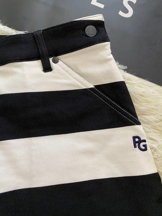 パーリーゲイツ ハイパワードビーストレッチ ボーダー柄スカート レディスサイズ0