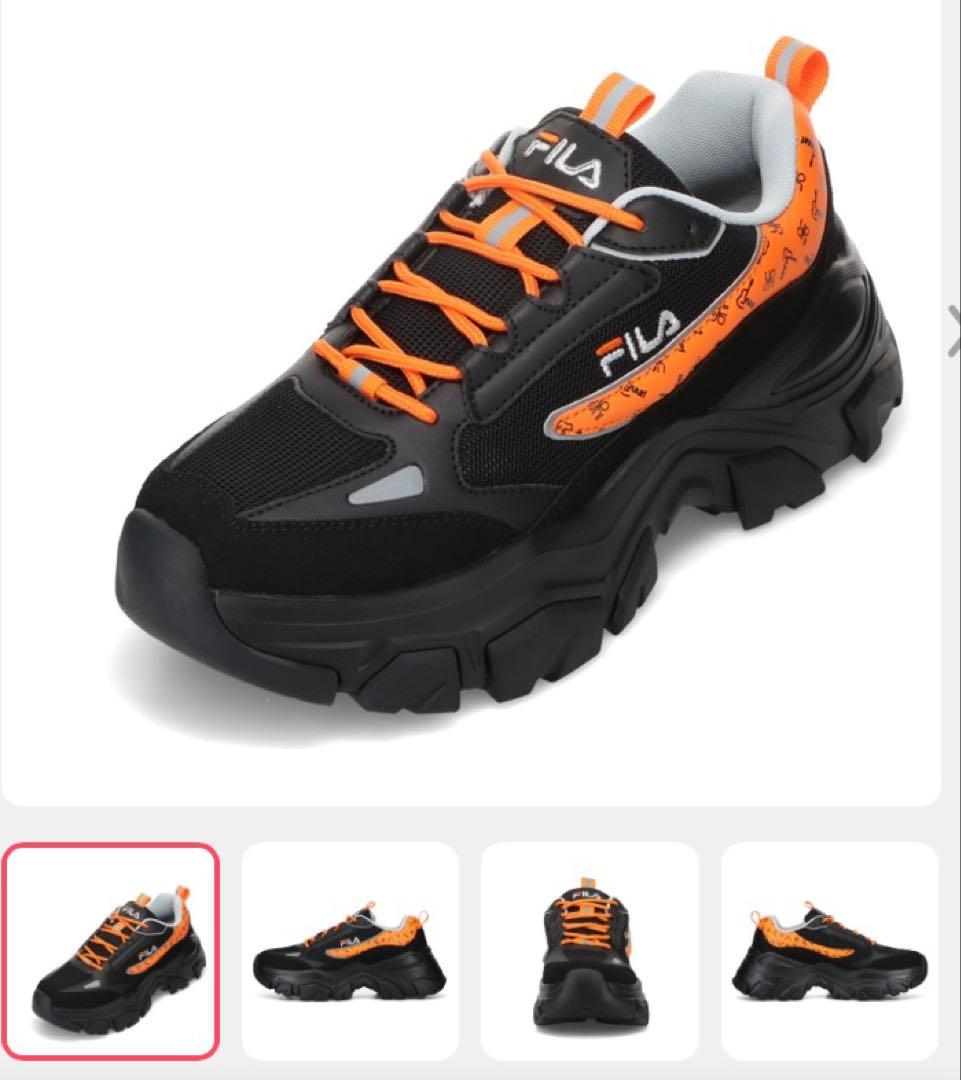 ア*ル様 優里✖︎FILAコラボスニーカー　23.5㎝　ブラック✖︎オレンジ