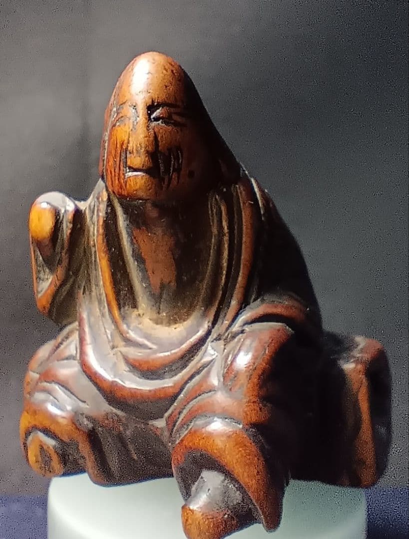 江戸時代 柘植彫 根付 「卒塔婆小町」