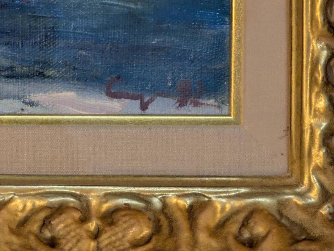 【真作】絵画　油彩10号　冬の教会　ロシアの雪景色　箱・黄袋入　Y54