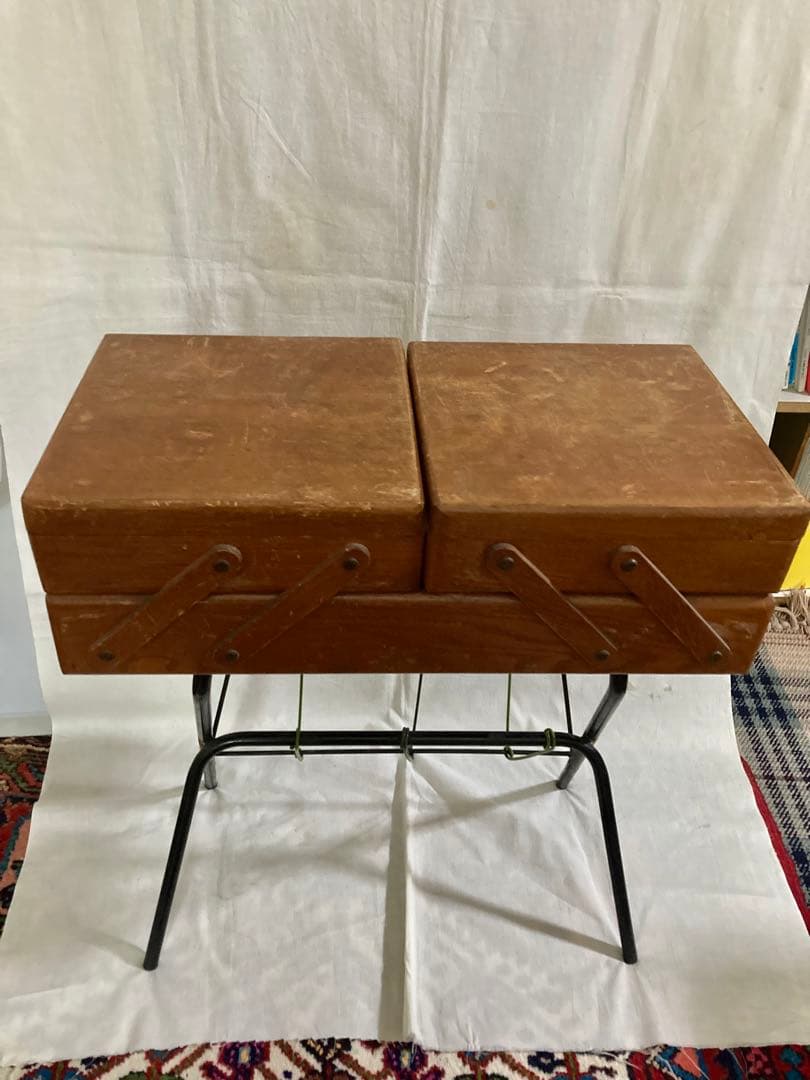 ビンテージ木製ケ-ス&本スタンド(開閉蓋式)