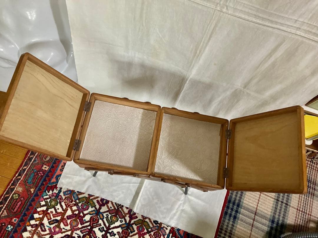 ビンテージ木製ケ-ス&本スタンド(開閉蓋式)