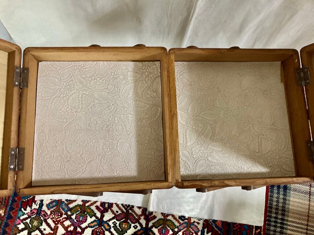 ビンテージ木製ケ-ス&本スタンド(開閉蓋式)