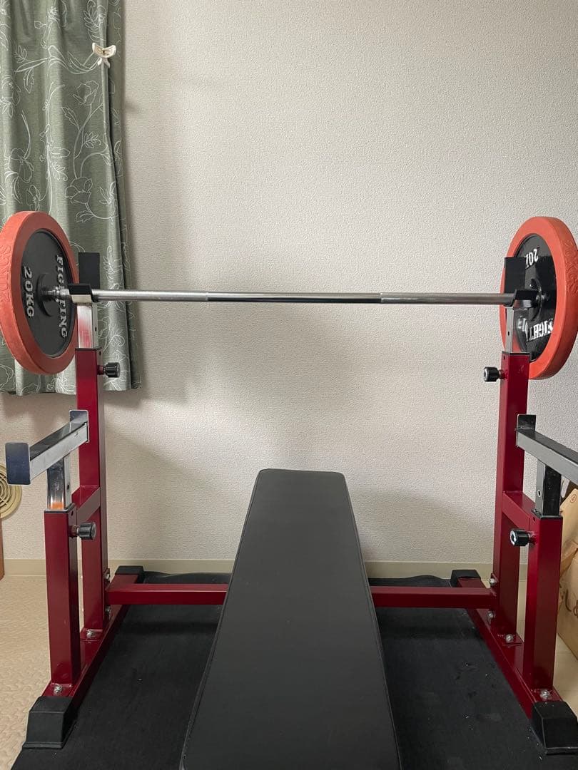 バーベルラック ベンチ付き 赤黒