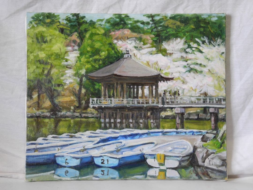 油絵浮御堂の春