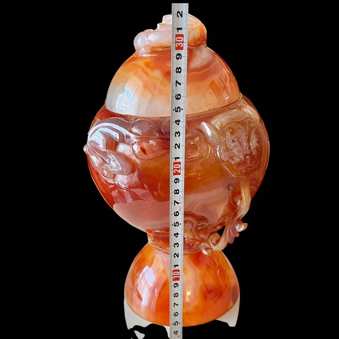 瑪瑙　メノウ瓶 天然瑪瑙　厄除け置物　中国伝統工芸 大型