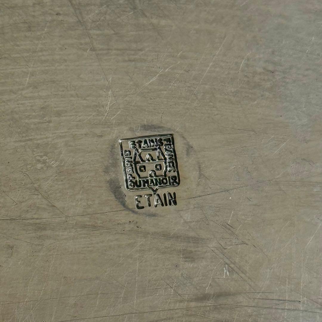 フランス製 トレイ＆シュガー・ソルト・ペッパー 4点セット ピューター 刻印有り