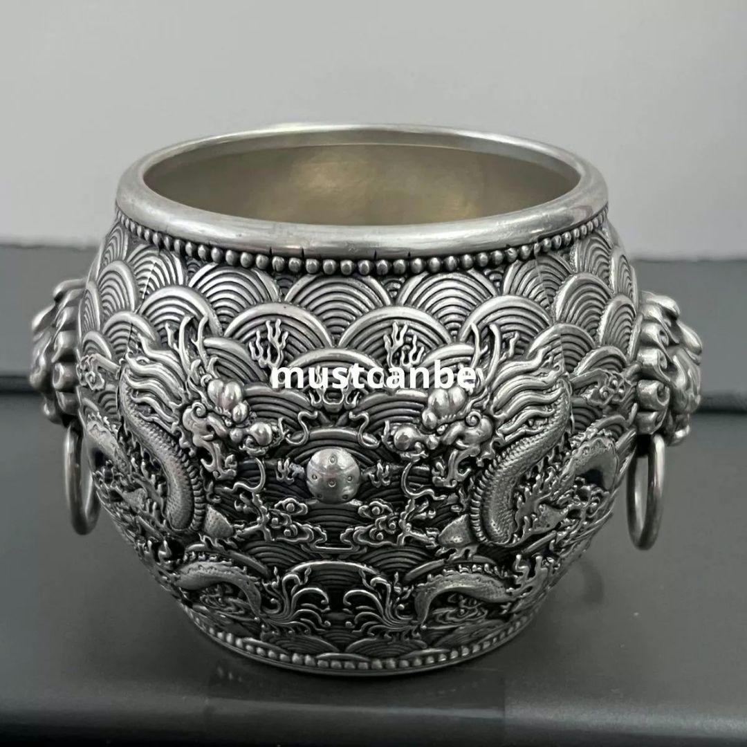 銅器 竜騰四海竜壺 香炉 筆洗 茶台 文机 事務室 開運風水 招財 工芸品 置物