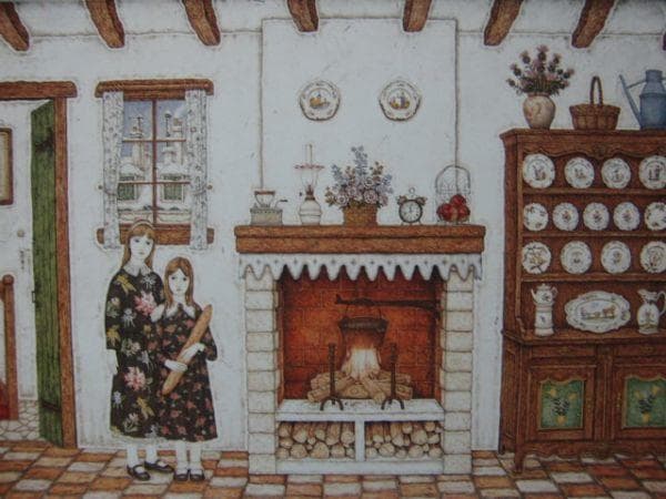 円池 茂 【姉妹・雪の降る費】 希少画集画、状態良好、新品高級額装付