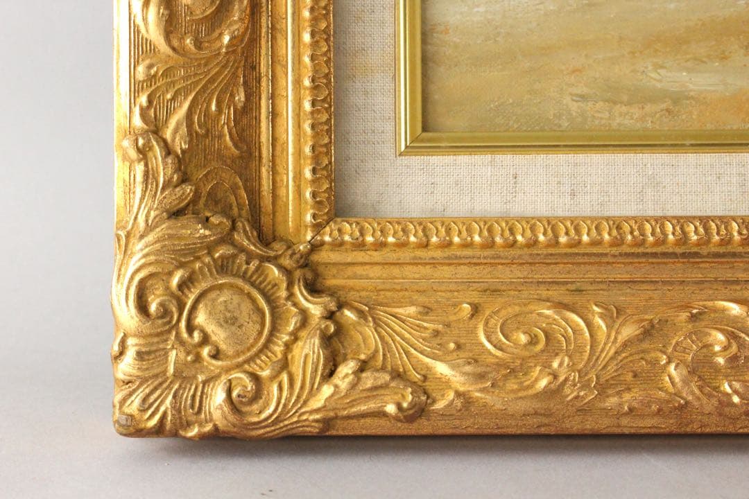 No5301 額装　黒田保「モン・サン・ミッシェル」　油彩画　F10号　送料無料