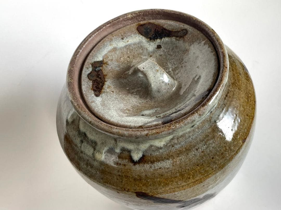 陶芸家　人間国宝　濱田庄司　浜田庄司　？　鉄絵　トウキビ文　水指　茶道具　益子