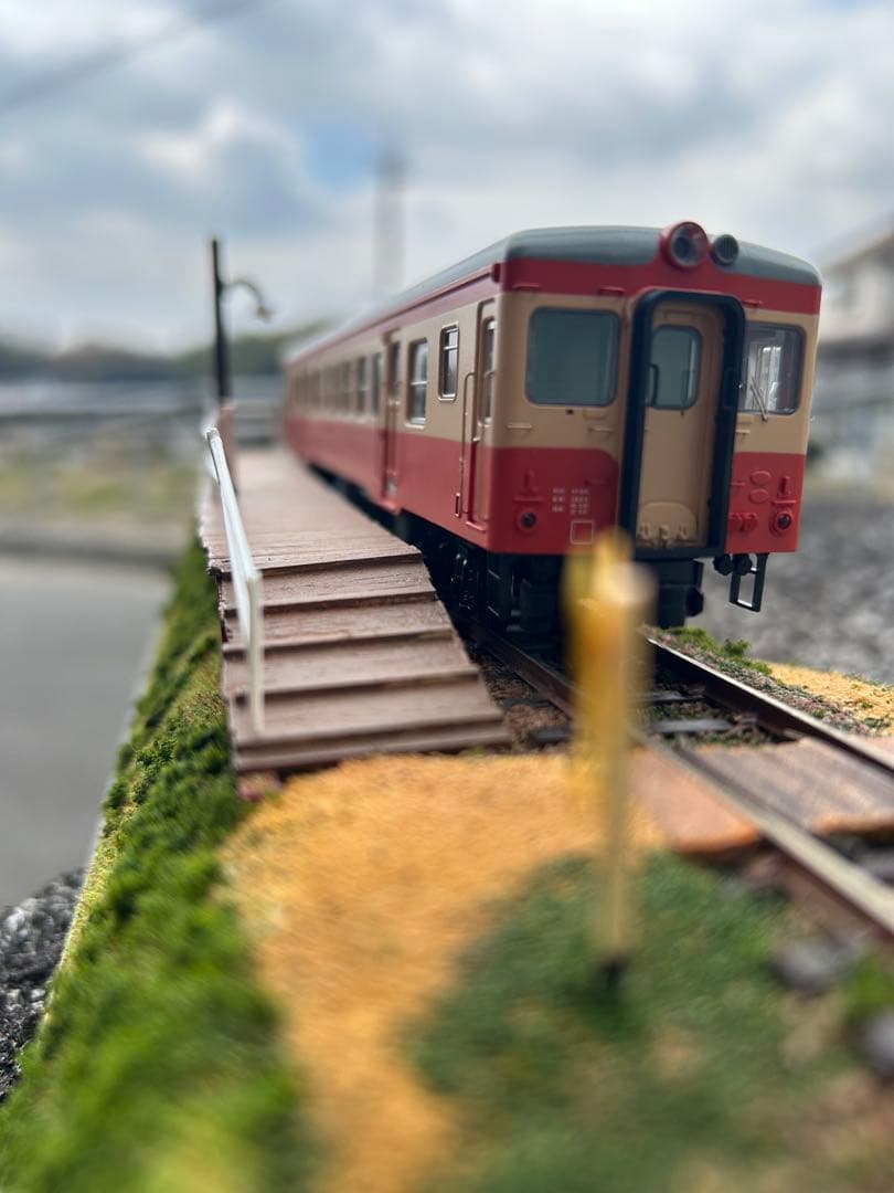 HOゲージジオラマ56仮乗降場のある風景アクリルケース付