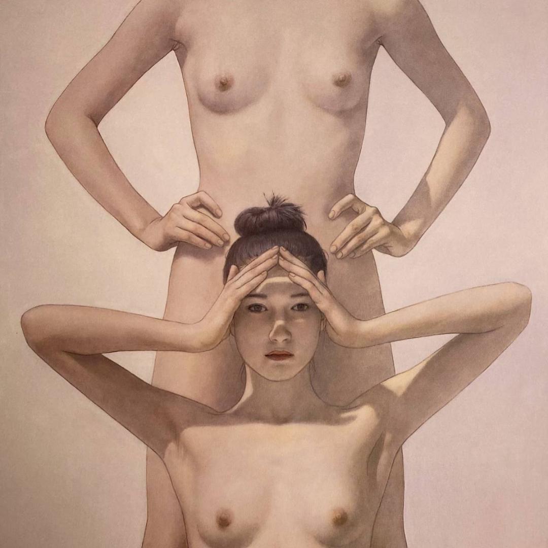 高塚省吾、【赤いくちびる】、希少な額装用画集画、新品高級額 額装付