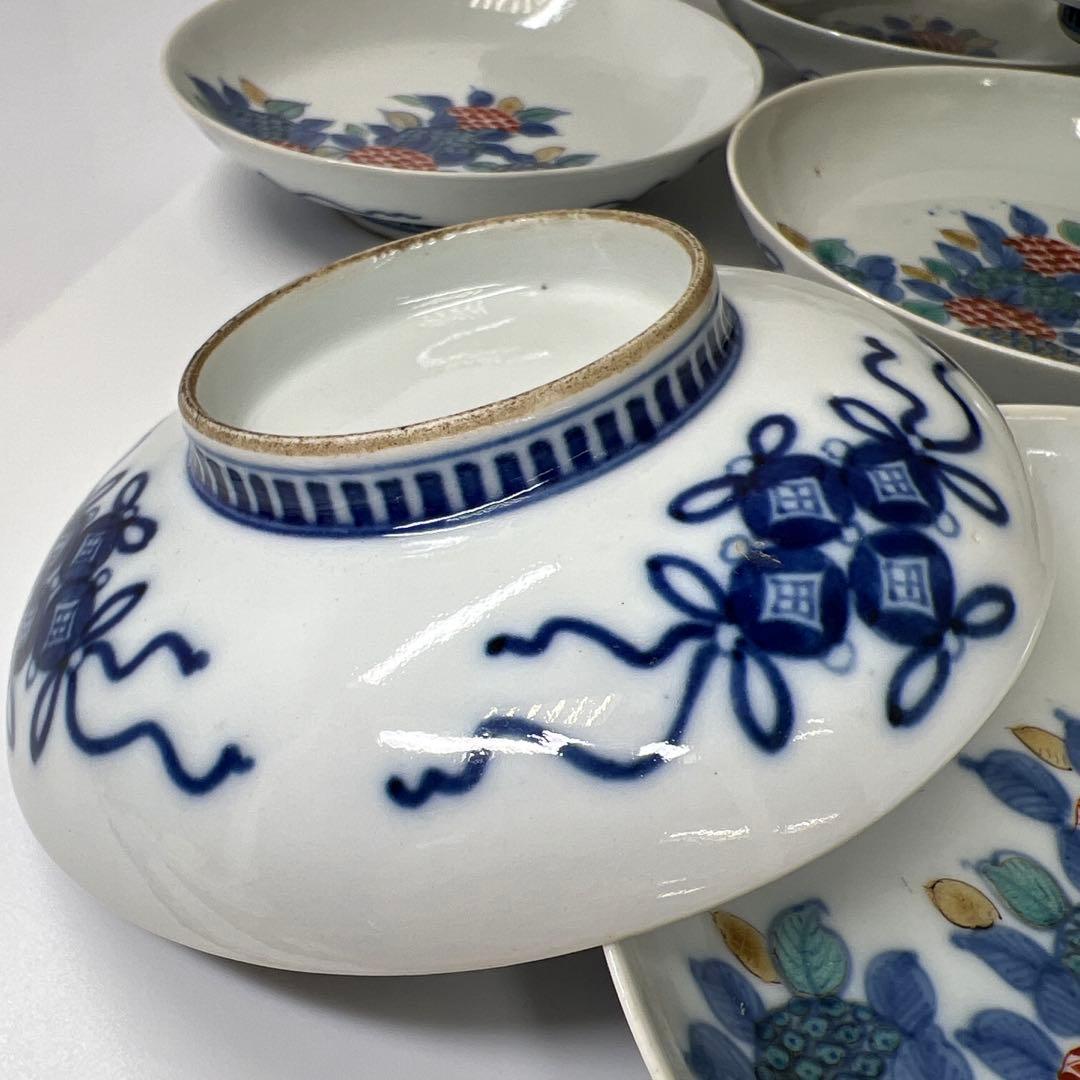 江戸後期〜明治初期　色鍋島中皿10枚　木箱付　直径約15㎝東Y7-0723⭐︎2F