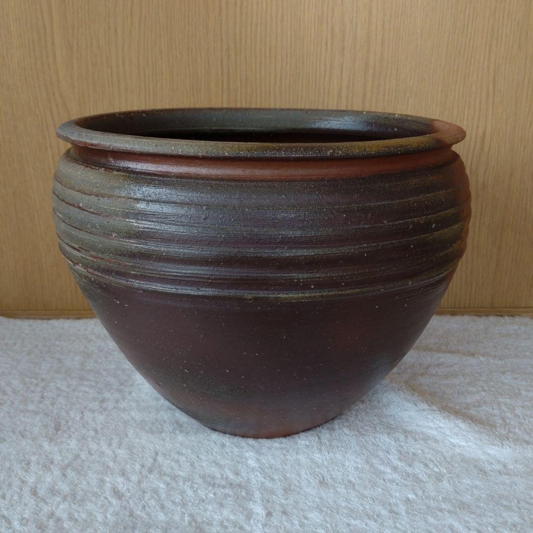 水瓶　備前焼　伊勢﨑競　無傷　無箱　割蓋付