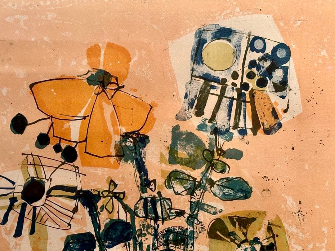 アイズピリ「ベージュ背景の花束」リトグラフ