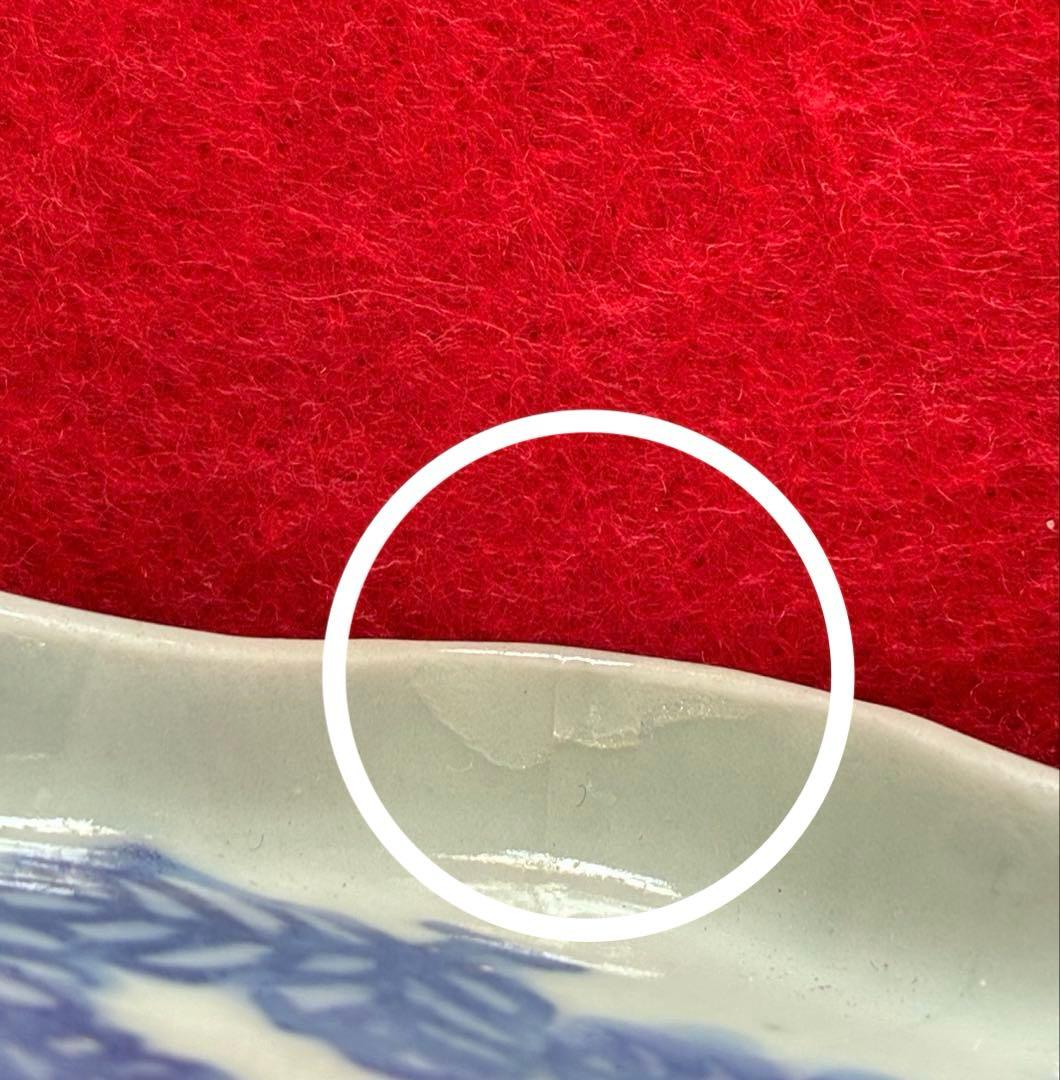 古伊万里　蒟蒻印判　菊花文　変形皿　江戸