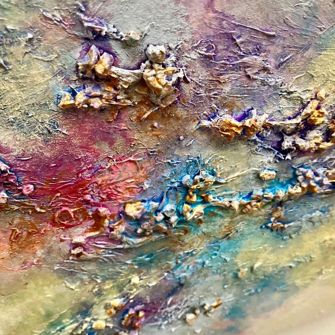 holiday＊木製パネル　絵画　原画　抽象画　テクスチャーアート　冬　モダン