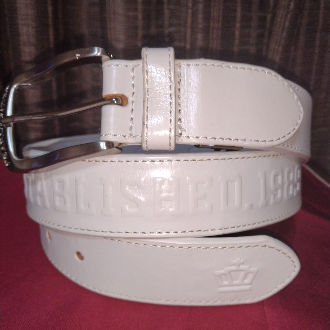 パーリーゲイツ　1989美品 ホワイトベルト　110cm 34mm ピンバックル