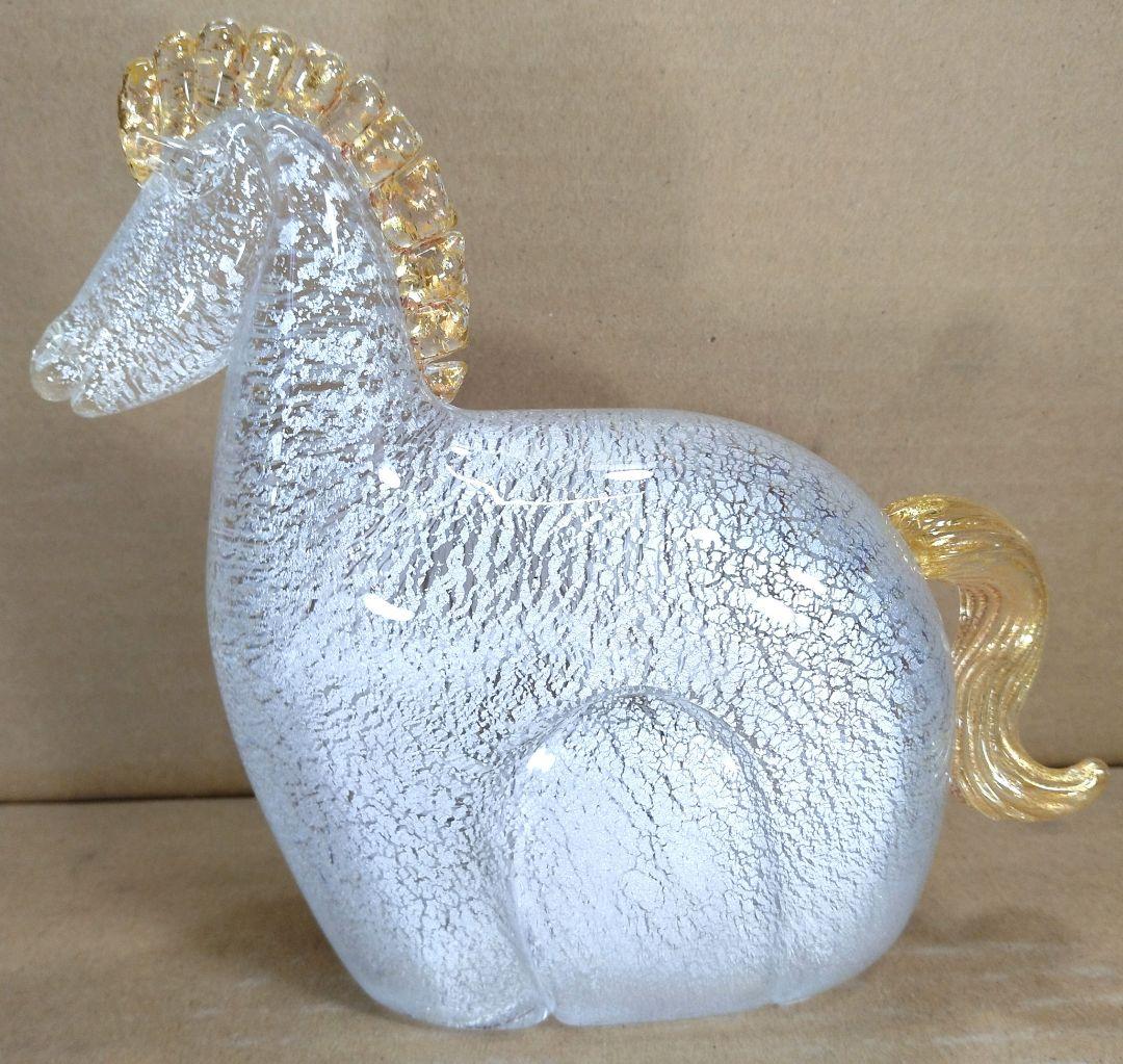 和光 WAKO 干支ガラス置物(馬,午）共箱 美品 金銀彩 クリスタルガラス 栞