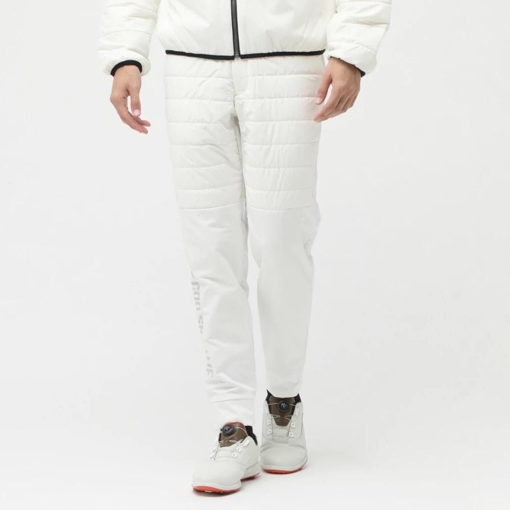 【LL】秋冬 ルコック ゴルフ 保温 中わたハイブリット ウォームパンツ 白