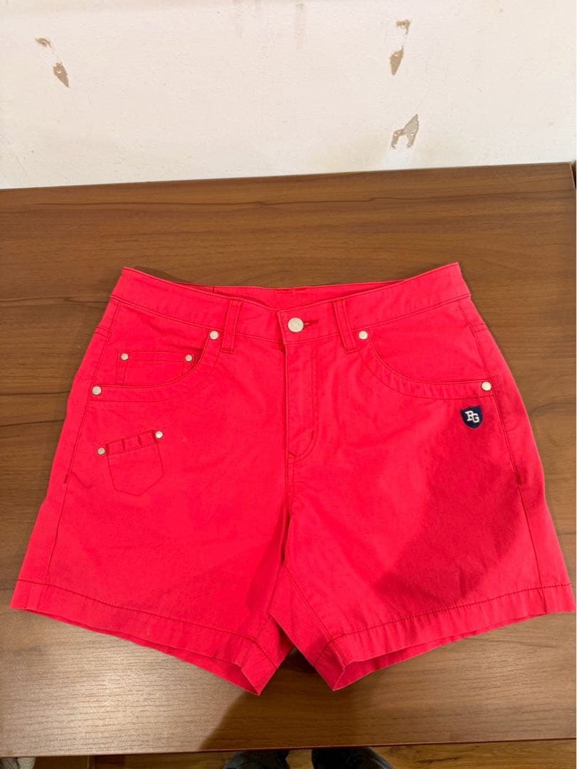 パーリーゲイツ ゴルフ ハーフパンツ 赤 サイズ1 刺繍