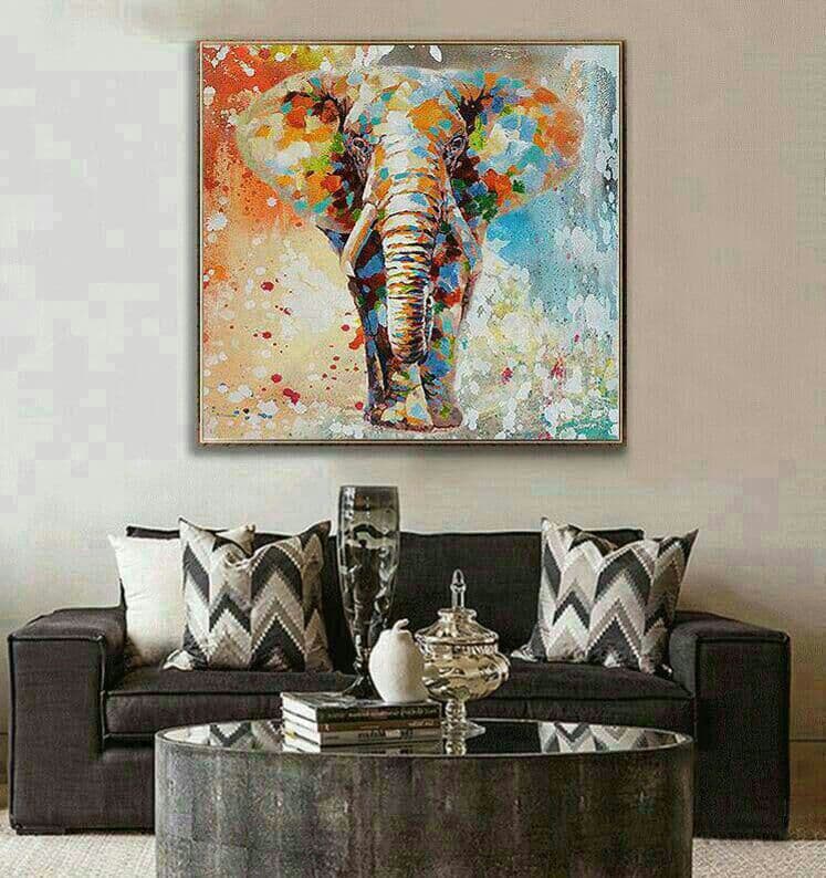 油絵手描き金箔縁起の良い象S47