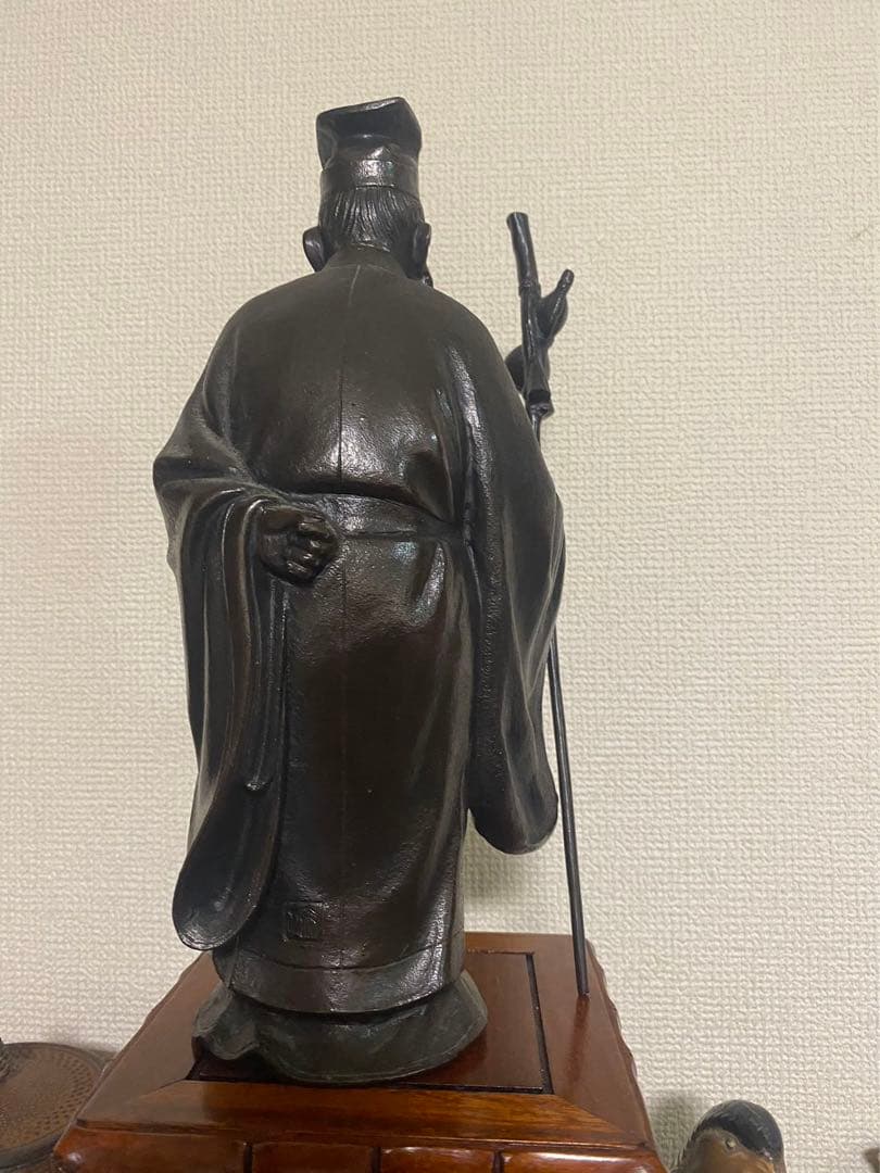 銅製壽老人 置物 高村泰正在名 年代物  保管品