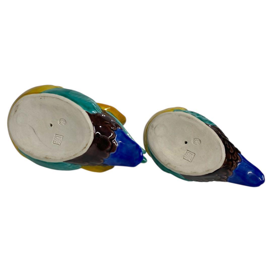 未使用品　九谷焼　木田弘之造　色釉　鴛鴦　オシドリ　おしどり　置物　25カ111