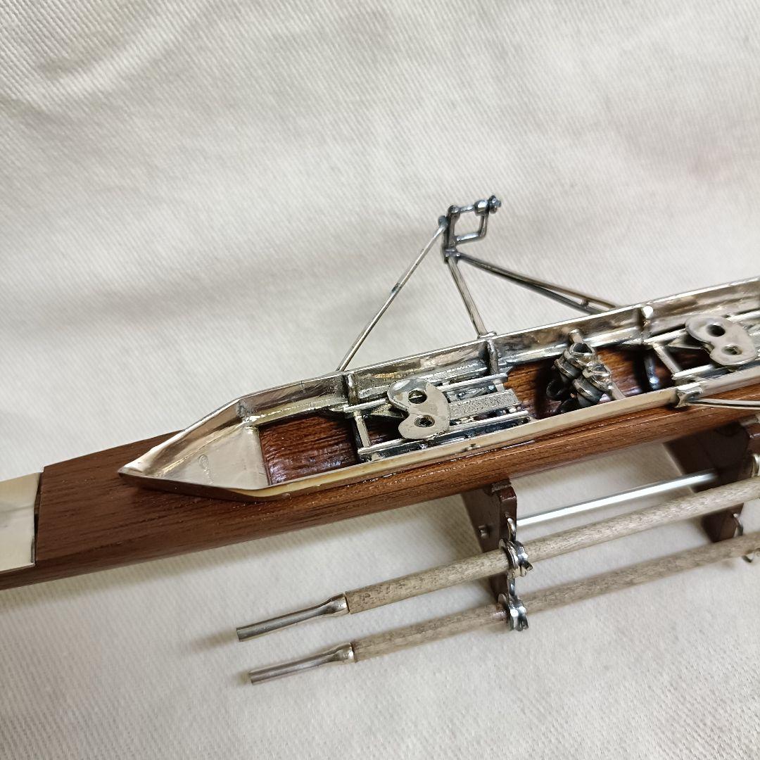 銀無垢 ウッド 銀細工 ミニチュア ボート 船 模型 ビンテージ イタリア 刻印
